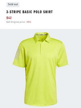 3-Stripe Basic Polo Shirt - Neon Yellow/Green